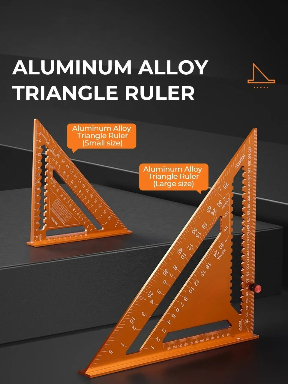 Aluminum Alloy Double Scale Triangle Ruler Angle Ruler Carpenter Triangle Square Rafter Tool Mensurement Tool for Woodwork