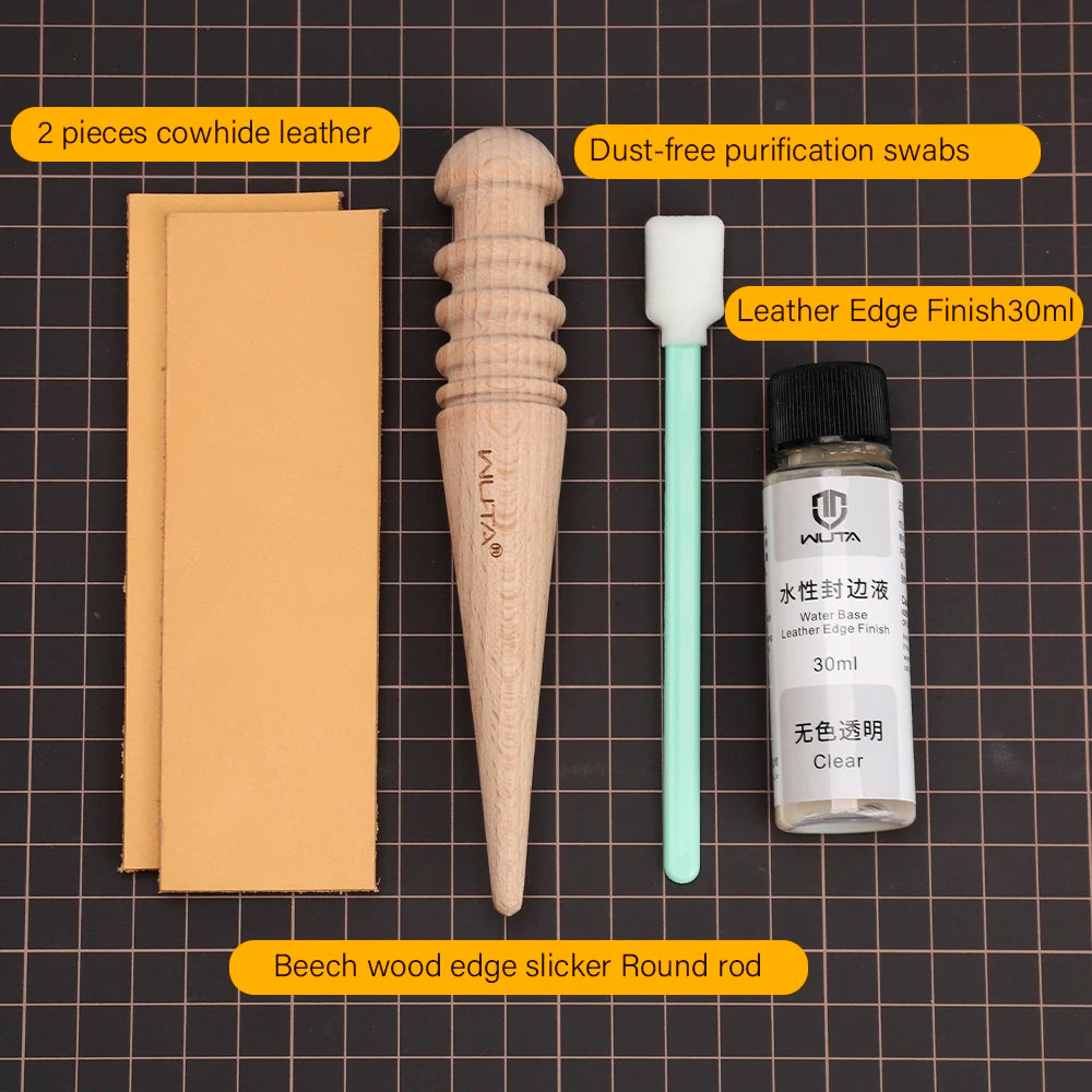 WUTA 1PC Leather Burnisher Wood Slicker Rounded Edge Burnishing Groover Tool DIY Polished Grinding Smooth Leather Craft Tools