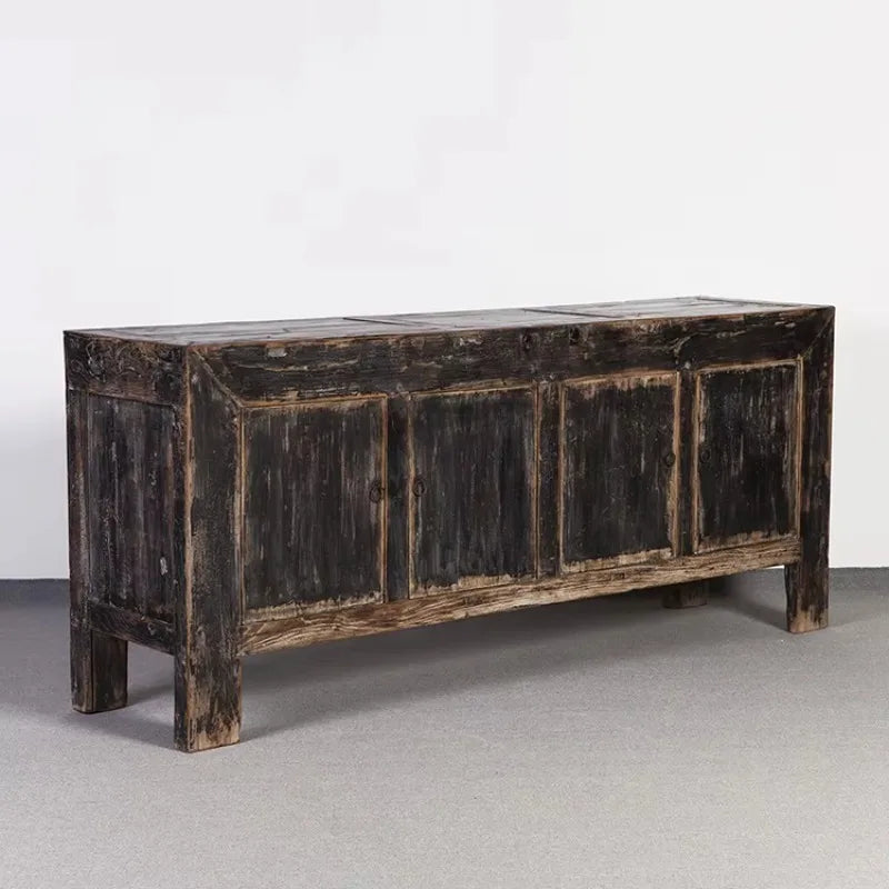 simple big black solid wood reclaimed wood  living room cabinetdrawer type storage Living room cabinet