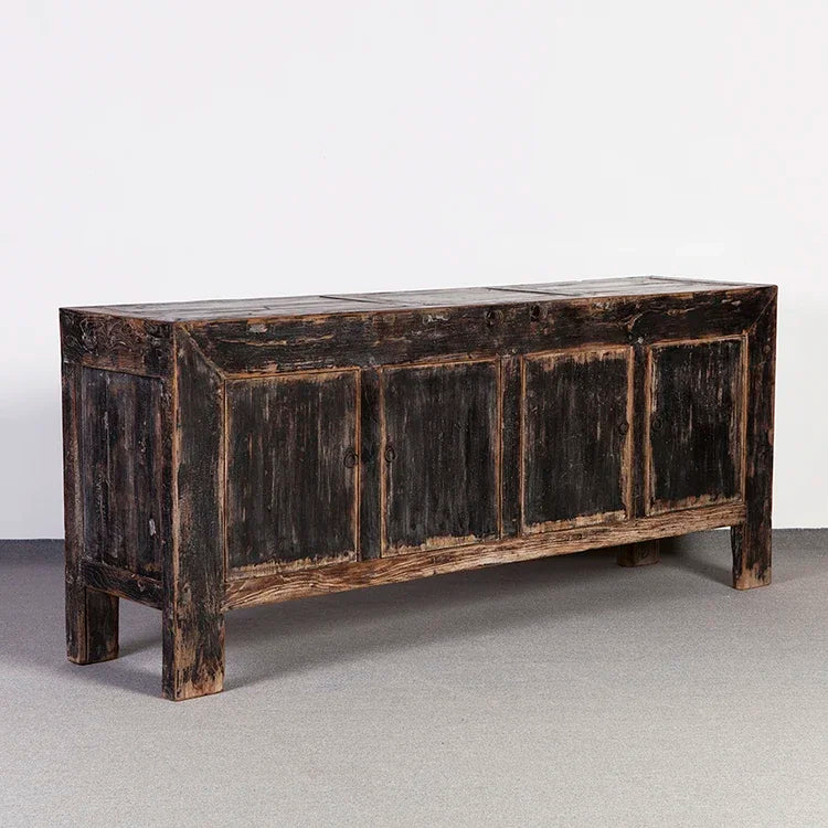 simple big black solid wood reclaimed wood  living room cabinetdrawer type storage Living room cabinet