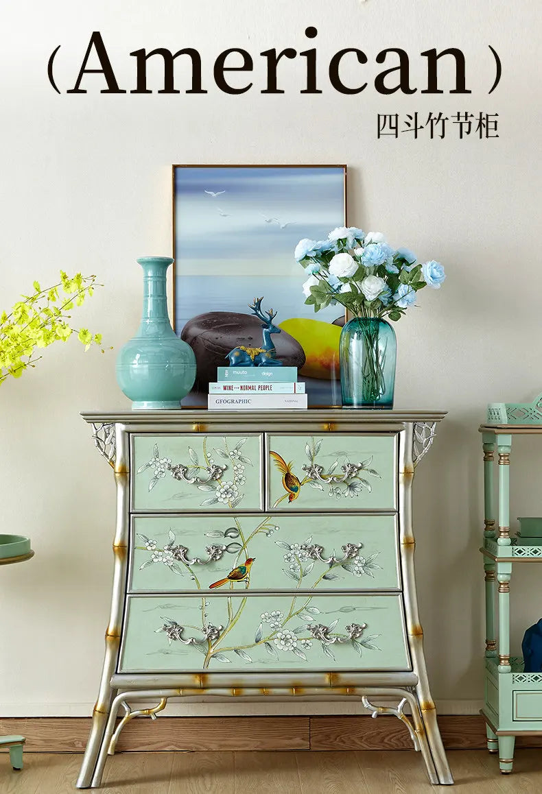 Retro entrance cabinet painted four-chest cabinet living room decorative dining side cabinet