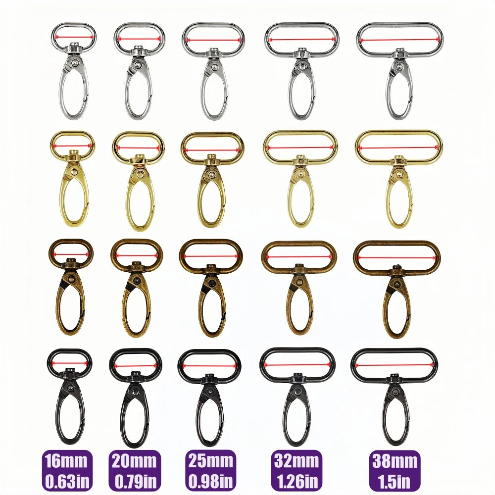 5 Pcs/Pack Swivel Lobster Clasp for Strap Bag Metal Buckles Webbing Belt Snap Hooks Keyring Carabiner DIY Accessories