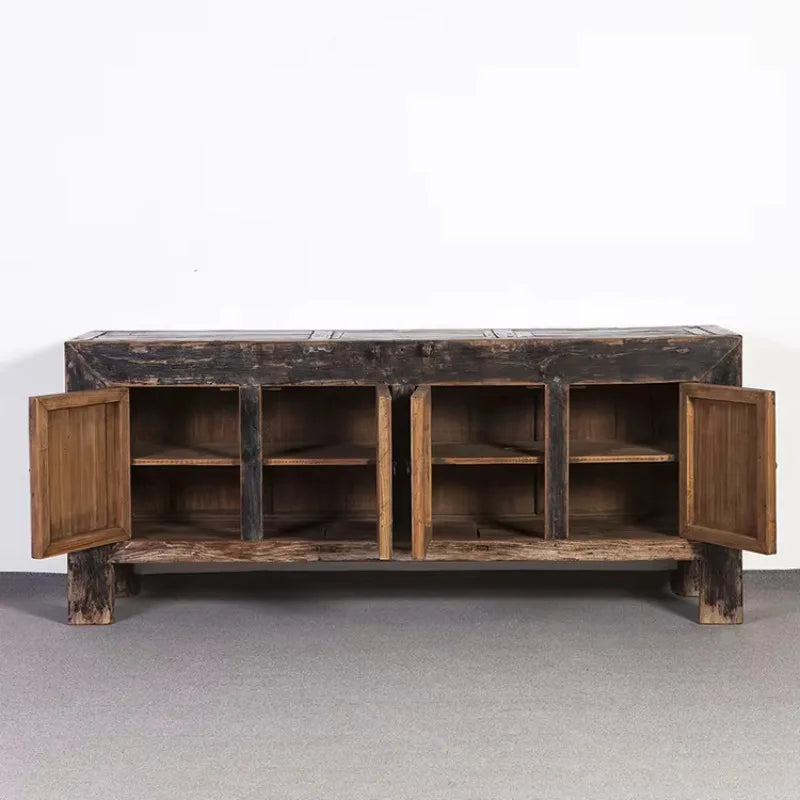simple big black solid wood reclaimed wood  living room cabinetdrawer type storage Living room cabinet