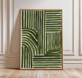 Green Abstract Line Art Print – Modern Minimalist Geometric Poster, Contemporary Wall Decor, Mid Century Inspired Artwork