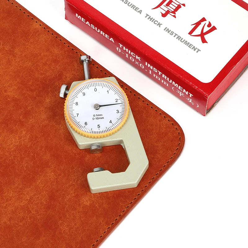 WUTA Leather Thickness Gauge Measuring Tools 0-10mm/0.1mm dial Paper Meter Tester for Hollow Pipe or Circular Tube Caliper