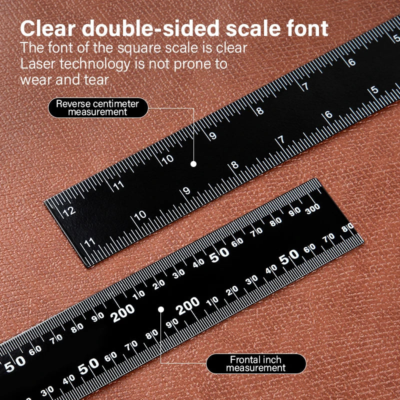 WUTA Leather Cutting Ruler Wide Metal Square Angle Measuring Steel L-Shaped Ruler for Building Framing Gauges Scale 300X200mm