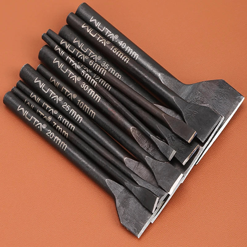 WUTA Basic 6-12 Pcs Leather Slotted Punch Set Skin Flat Hole Punches Straight Slot Die Cutter Cut Leather End DIY Craft Tools