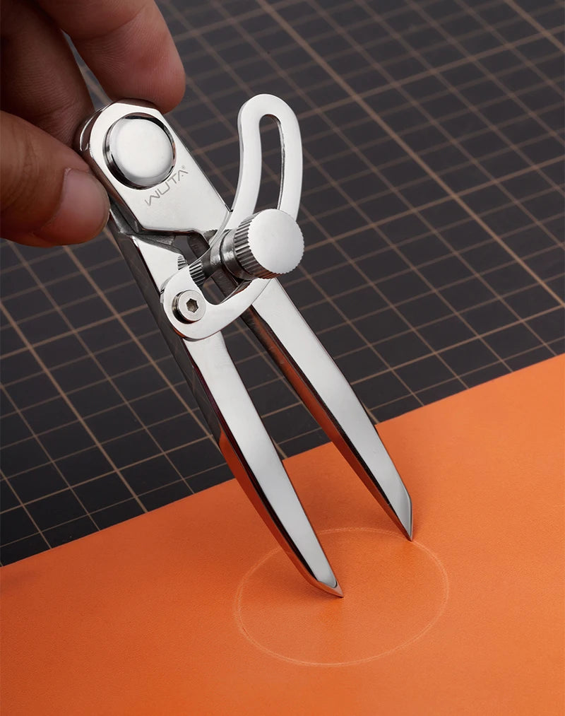 WUTA 304 Stainless Steel Leather Compass Adjustable Spacing Wing Divider Completely Polished Craft Regulation Tools DIY Scriber