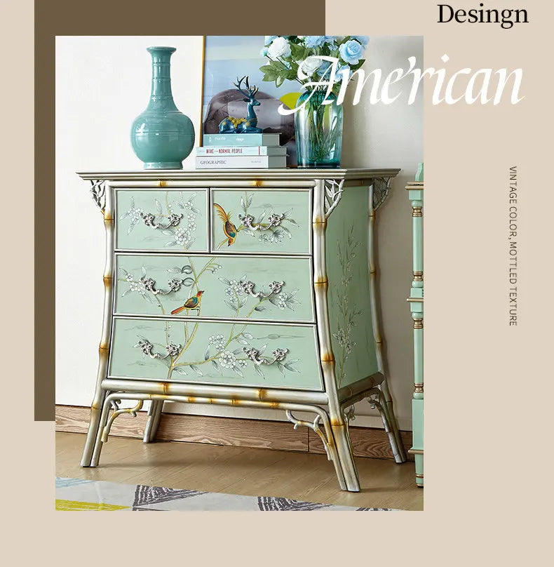 Retro entrance cabinet painted four-chest cabinet living room decorative dining side cabinet