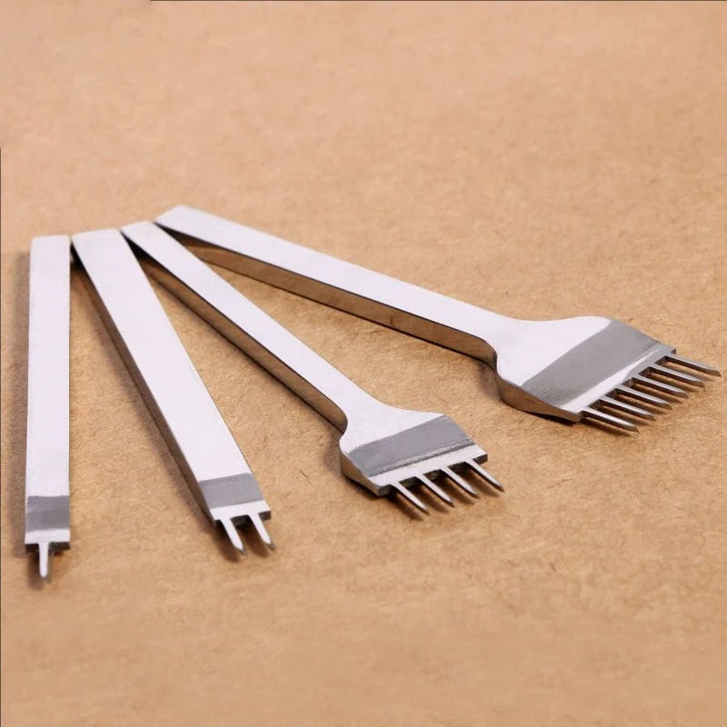 WUTA 1/2/4pcs Leather Chisel Diamond Hole Punch Stitching Tool French Style Pricking Iron DIY Craft Tools Completely Polished
