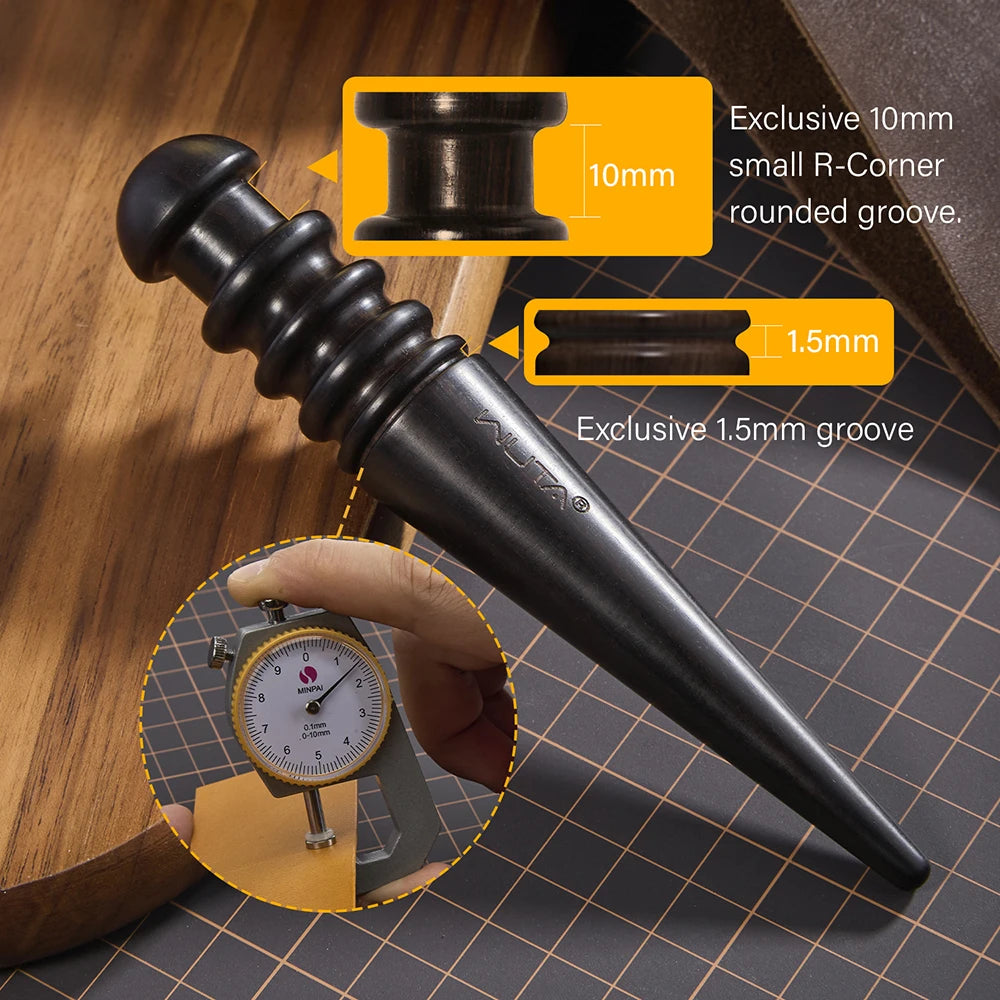 WUTA 1PC Pro Leather Edge Burnisher High Density Ebony Black Wood Slicker Upgrade Burnishing & Polishing DIY Leather Craft Tools
