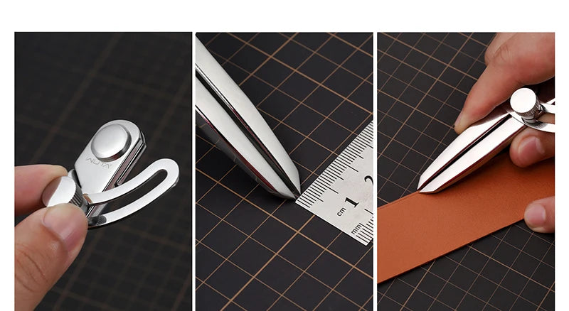 WUTA 304 Stainless Steel Leather Compass Adjustable Spacing Wing Divider Completely Polished Craft Regulation Tools DIY Scriber