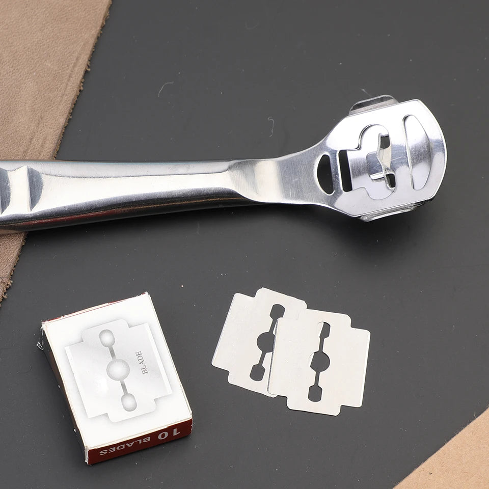 Fenrry Leather Skiving Tool Edge Skiver Leather Beveler DIY Trimming Tools Professional Shovel Leather Knife With 10 Blades
