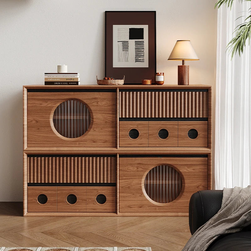 Luxury Wooden Storage Cabinet Tall Modern Design Drawers Display Cabinet Retro Aesthetic Mobili Soggiorno Living Room Furniture