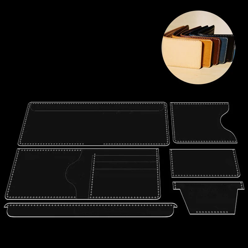 YOMDID 6PCS Short Fold Wallet Card Case Acrylic Making Template DIY Wallet Making Template Leathercraft Template Supplies