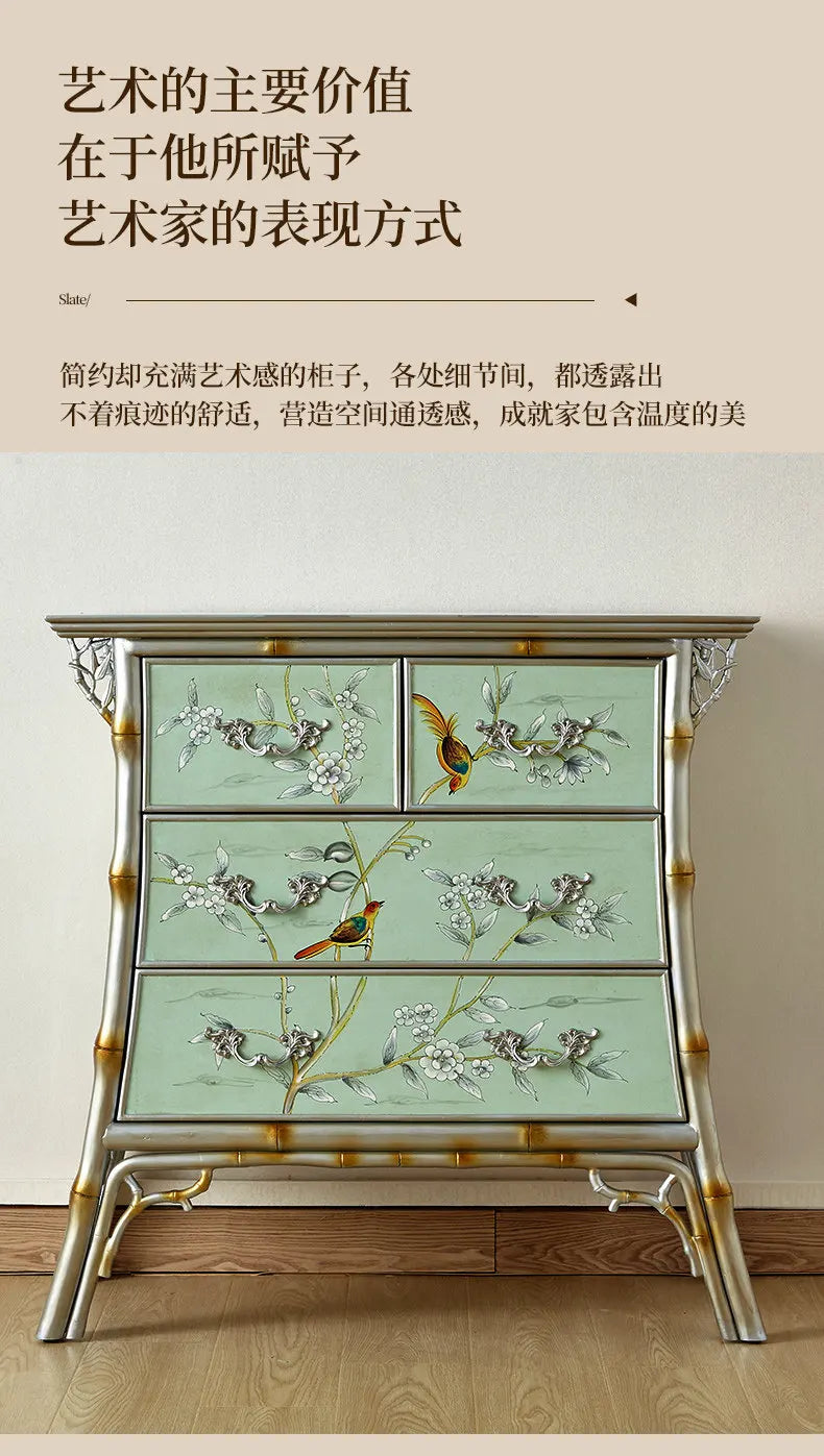 Retro entrance cabinet painted four-chest cabinet living room decorative dining side cabinet