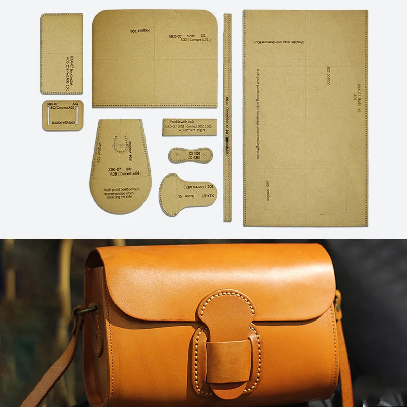 YOMDID 9PCS Handmade Leather Shoulder Bag Making Kraft Template DIY Crossbody Bag Kraft Stencil Leather Craft Handmade Template
