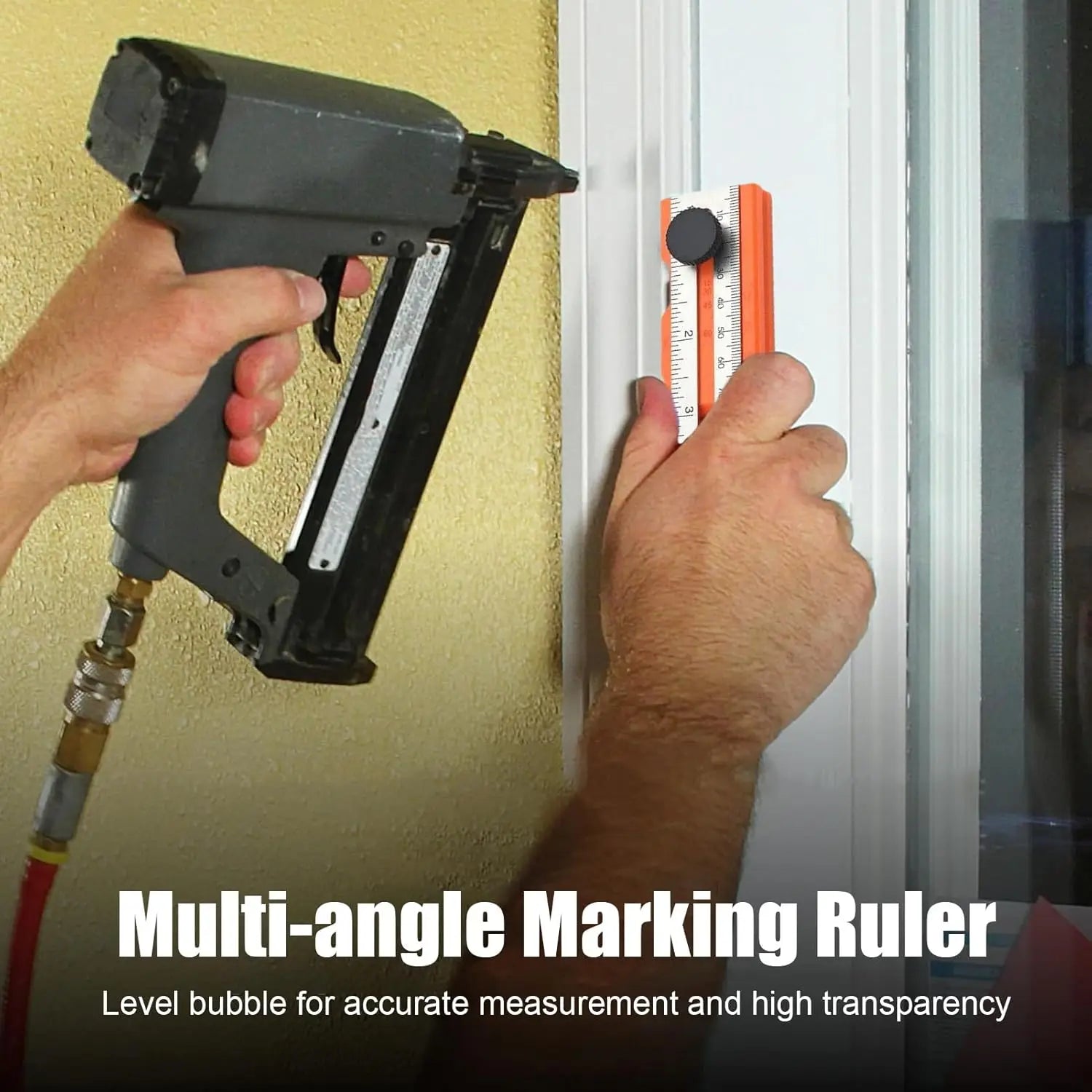 Woodworking Ruler,360° Rotatable Head with Non-Slip Grip - Precision Marking Gauge&Measuring Tool for Carpentry and DIY Projects