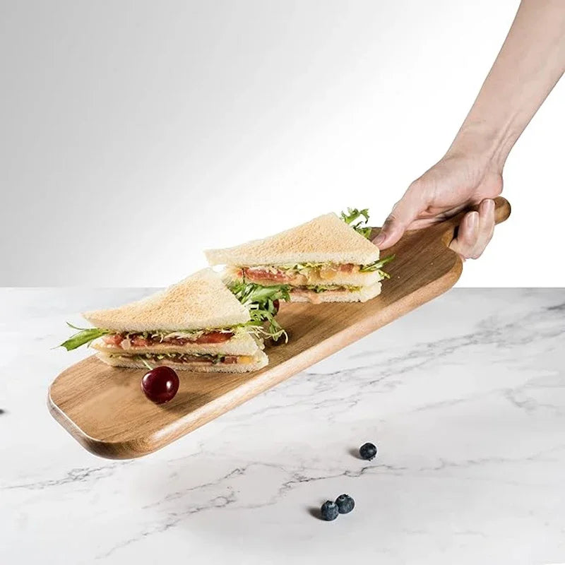 Long-handled Acacia Wood Cutting Board Durable Solid Charcuterie Board for Bread Fruit Cutting Board Household Serving Boards