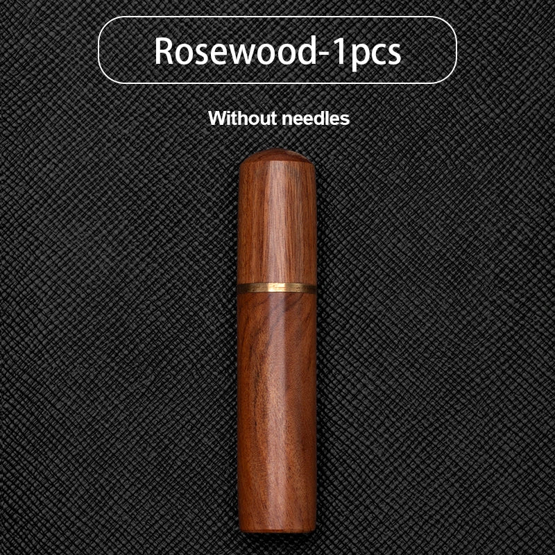 WUTA 1 Pc Durable Needles Storage Case Wooden Box Needles Bottle Sandalwood Needlework Storage Wood Case Toothpick Holder Box