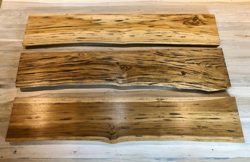 Rustic Live Edge Solid  Wood Floating Shelf with Hardware in Indoor