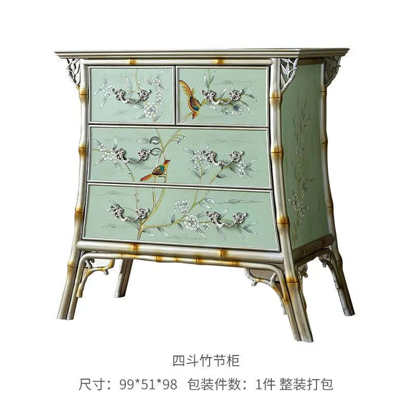 Retro entrance cabinet painted four-chest cabinet living room decorative dining side cabinet