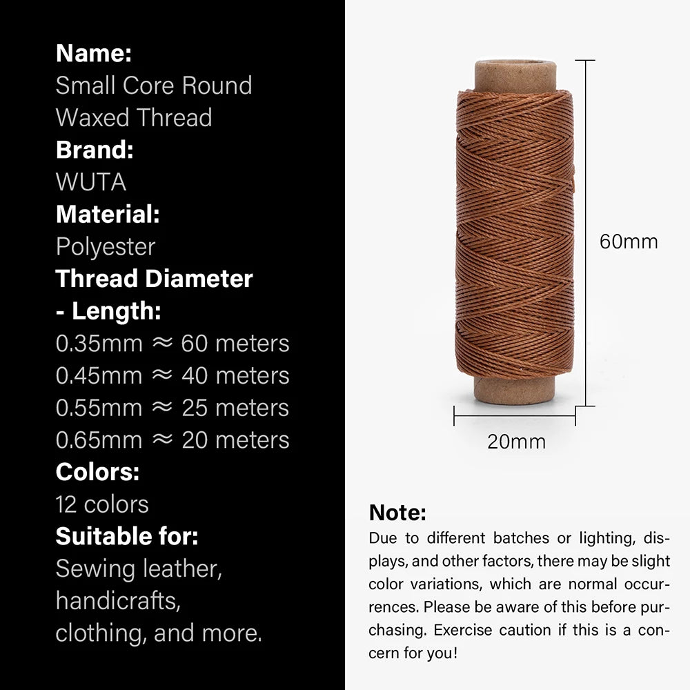 WUTA Leather Waxed Thread Round Polyester Sewing Threads Leather Craft Hand Stitching Line DIY Bracelet Thread Repair Work Cord