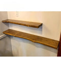 Rustic Live Edge Solid  Wood Floating Shelf with Hardware in Indoor