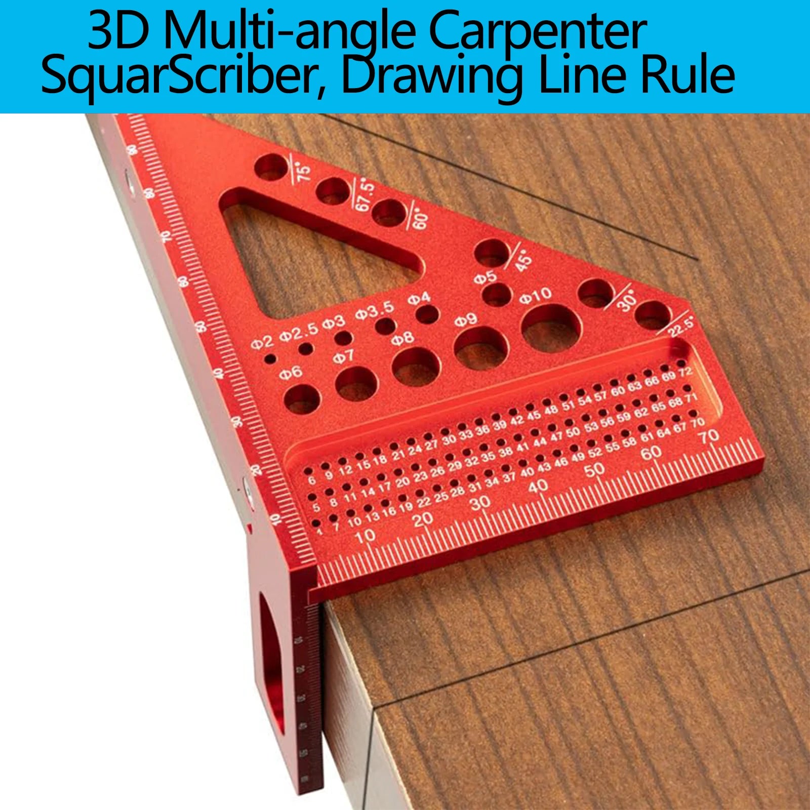 Woodworking Square Protractor, Drawing Line Ruler, Miter Triangle Ruler High Precision Layout Measuring Tool for Carpenter