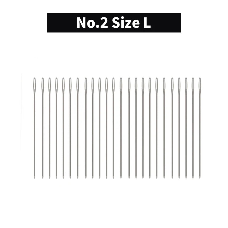 WUTA 24 Pcs Large Eye Blunt Stitching Needle Harness Round-pointed Needle Leather Hand Sewing Blunt Leathercraft Sewing Needle