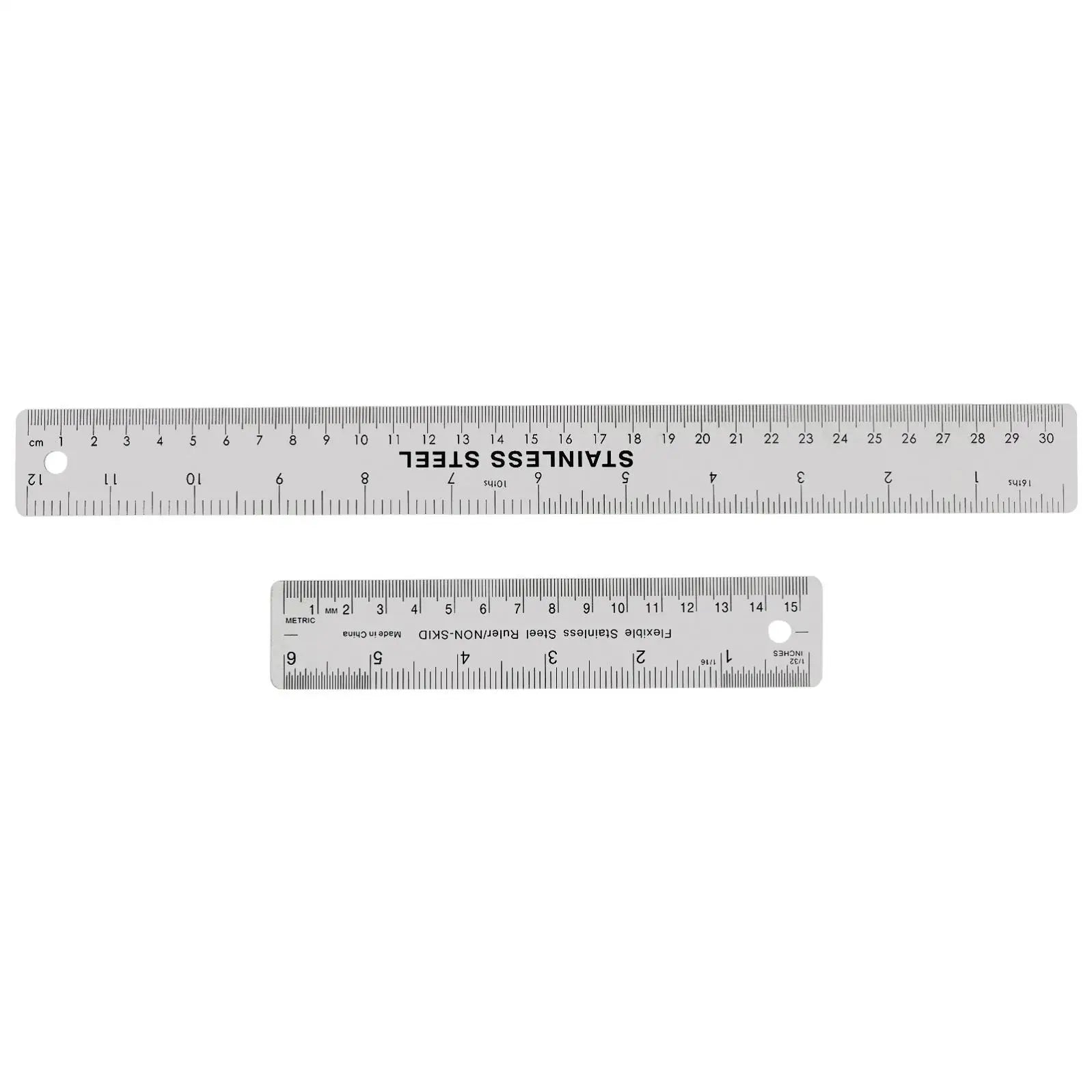 6/12/18 Inch Optional Stainless Steel Metal Ruler with Cork Backing, Inch and Centimeters Non-slip Rulers Measuring Tools