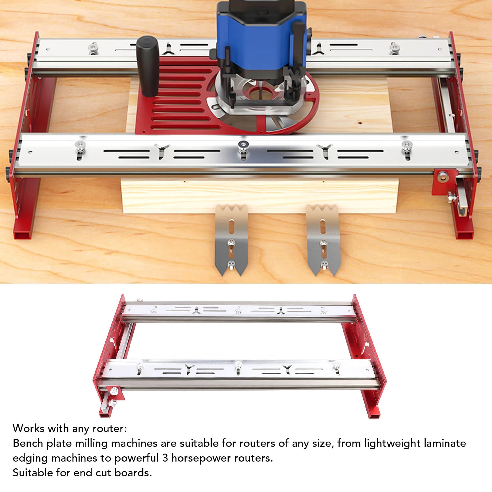 Woodworking Router Sliding Plate Aluminum Alloy Router Milling Groove Bracket for Flatten and Finish Plywood