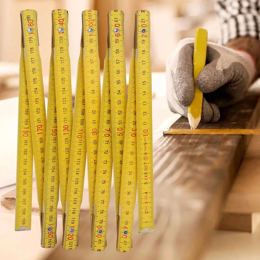 Wooden Folding Ruler For Carpenters Construction Builder 2 Meter 10 Folds Wooden Yard Stick Ruler For Home Improvement