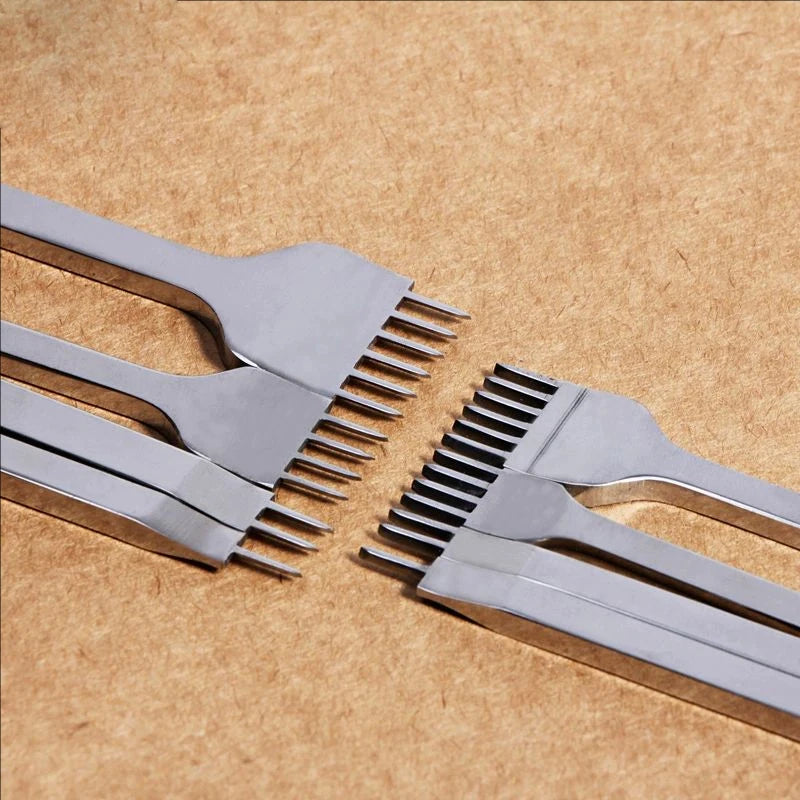 WUTA 1/2/4pcs Leather Chisel Diamond Hole Punch Stitching Tool French Style Pricking Iron DIY Craft Tools Completely Polished