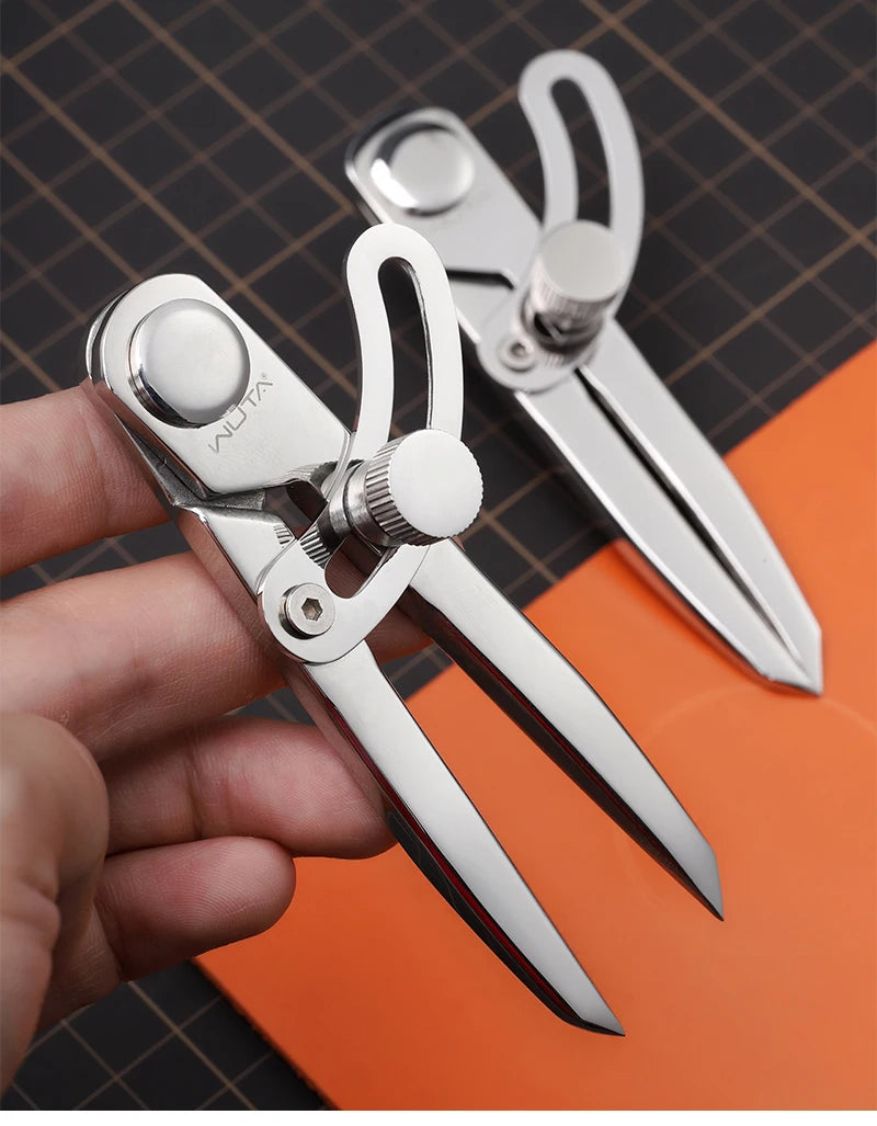 WUTA 304 Stainless Steel Leather Compass Adjustable Spacing Wing Divider Completely Polished Craft Regulation Tools DIY Scriber