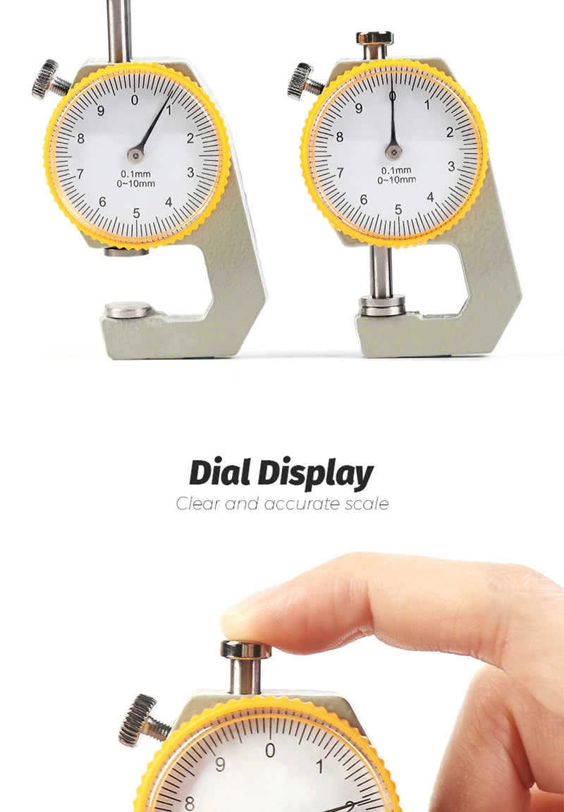 WUTA Leather Thickness Gauge Measuring Tools 0-10mm/0.1mm dial Paper Meter Tester for Hollow Pipe or Circular Tube Caliper