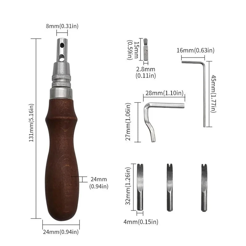 KRABALL 7 in 1 Pro Adjustable Leather Stitching Groover and Creasing Edge Beveler Leathercraft Kits Carving Cutting Edge Tools
