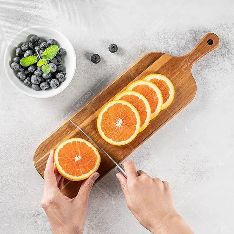 Long-handled Acacia Wood Cutting Board Durable Solid Charcuterie Board for Bread Fruit Cutting Board Household Serving Boards