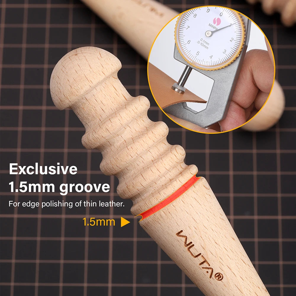 WUTA 1PC Leather Burnisher Wood Slicker Rounded Edge Burnishing Groover Tool DIY Polished Grinding Smooth Leather Craft Tools
