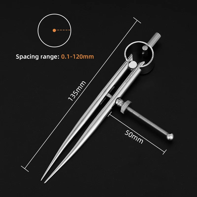 WUTA 304 Stainless Steel Wing Divider Smooth Metal Leather Splitter Spacing Compass Precision Scale for Metal,Wood,Craft,Jewelry