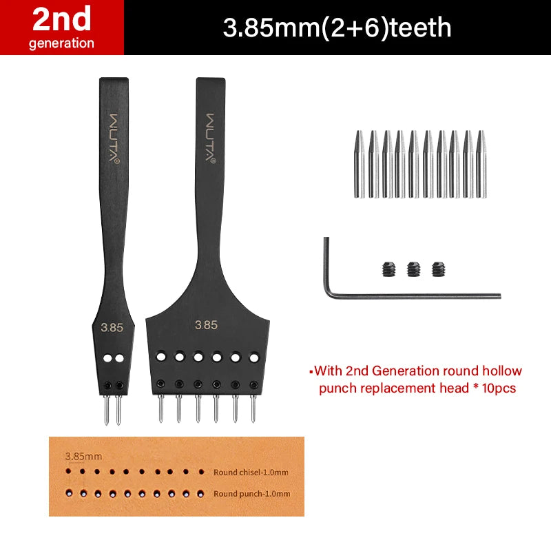 WUTA 2nd Generation Sharp Head Replaceable Pricking Iron Removable Round Hole Punch Leather Craft Chisel DIY Leather Tools