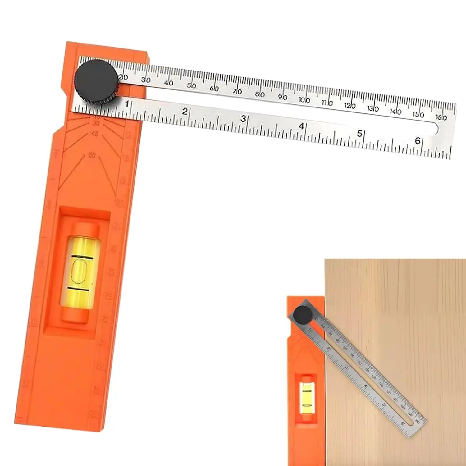 Woodworking Ruler,360° Rotatable Head with Non-Slip Grip - Precision Marking Gauge&Measuring Tool for Carpentry and DIY Projects