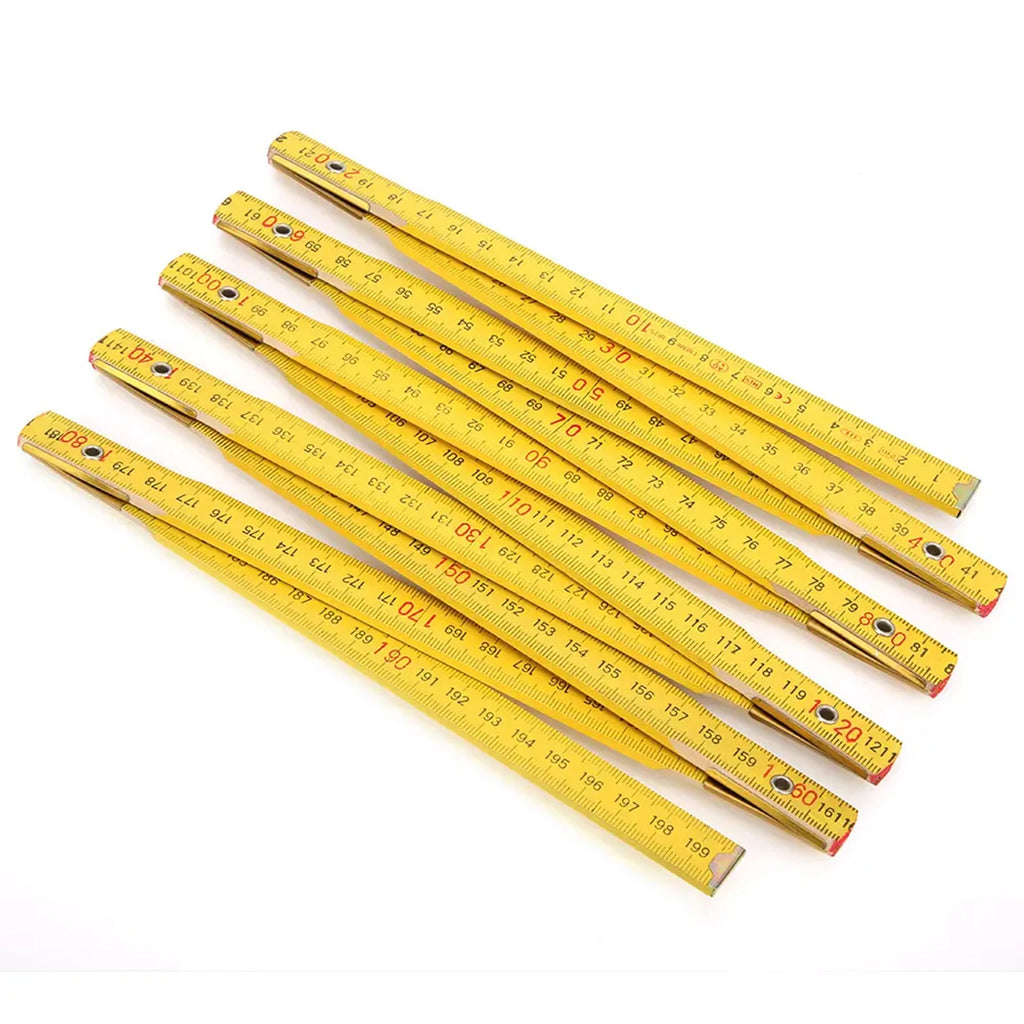 Wooden Folding Ruler For Carpenters Construction Builder 2 Meter 10 Folds Wooden Yard Stick Ruler For Home Improvement