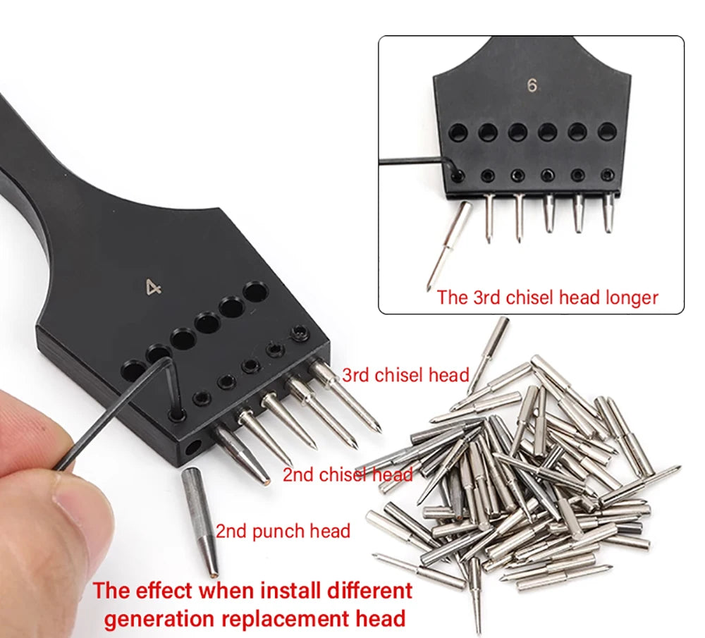 WUTA 2nd Generation Sharp Head Replaceable Pricking Iron Removable Round Hole Punch Leather Craft Chisel DIY Leather Tools