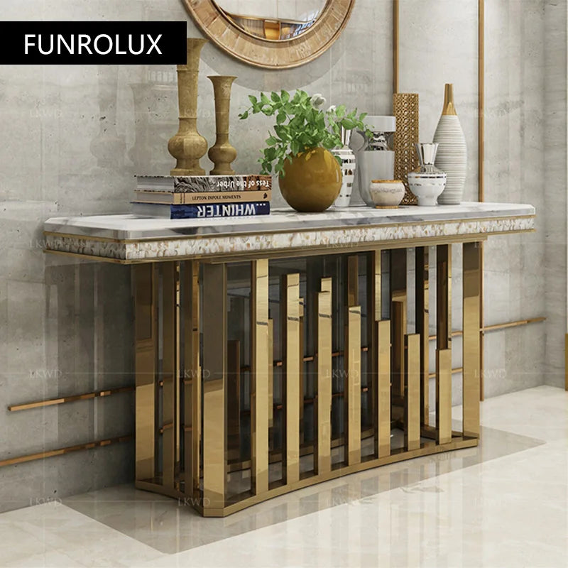 Modern furniture Sideboard cabinet Villa curio cabinet partition table stainless steel marble console table