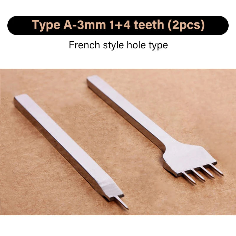 WUTA 1/2/4pcs Leather Chisel Diamond Hole Punch Stitching Tool French Style Pricking Iron DIY Craft Tools Completely Polished