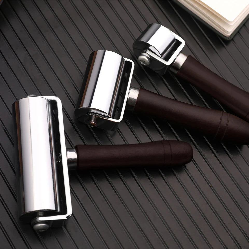KRABALL Leather Press Edge Roller with Wooden Handle Leather Roller Tool Edge Creaser Leather Craft Laminating Working Tool