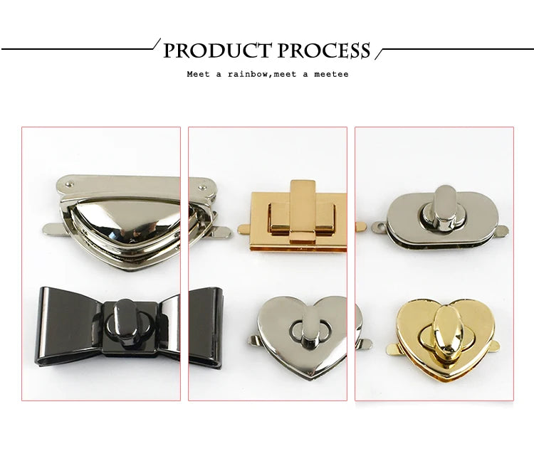 Deepeel 2Pcs Metal Lock Buckles for Women's Bags Turn Twist Locks Shoulder Bag Decor Closure Latch Clasp DIY Hardware Accessory