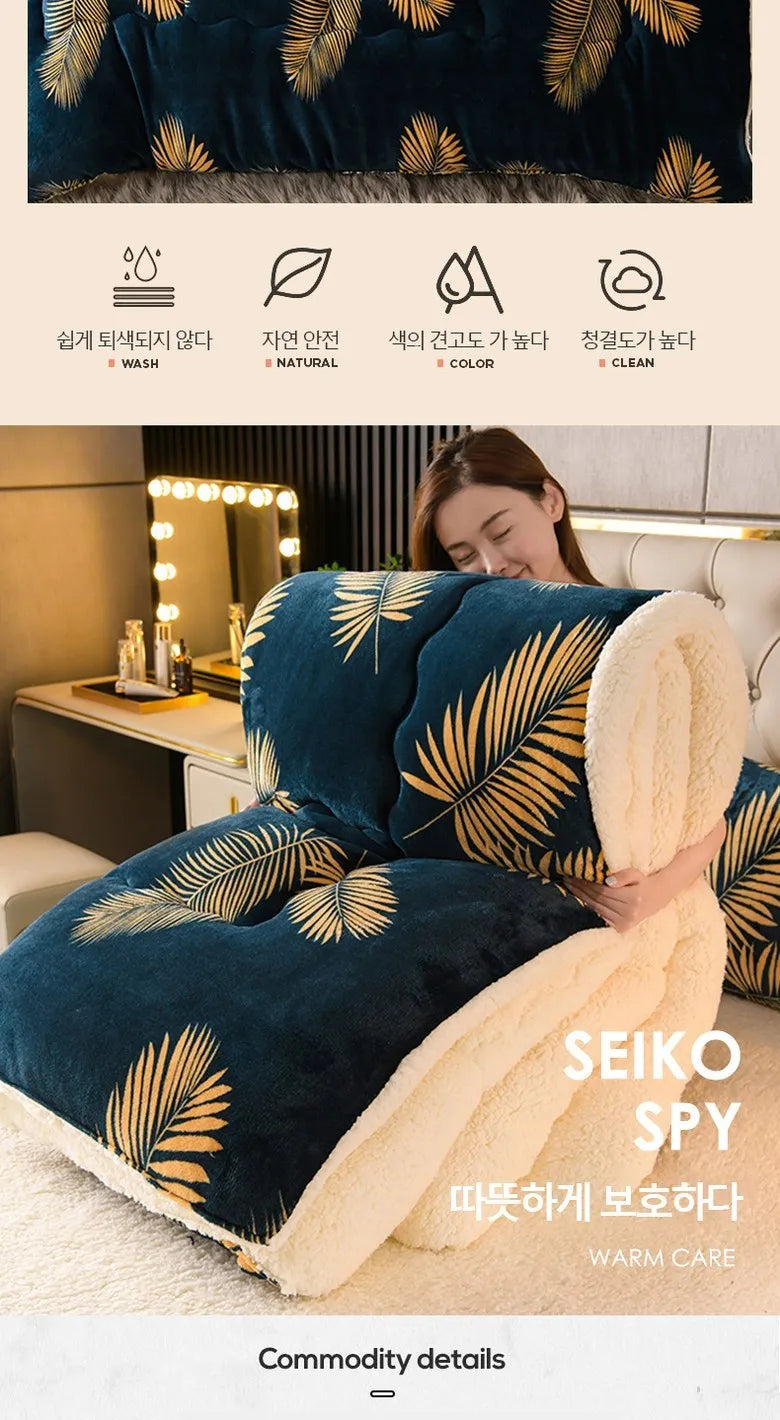 Winter Bedding Thick Quilt Blanket Thickened Warm Flannel Fleece Comforter for Cold Nights Set Bed Duvets Quilts the Blankets