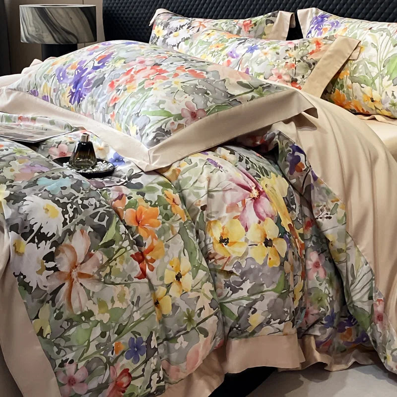 100% Cotton Luxury Hotel Style Bedding Set Queen King Size Solid Color Embroidery Duvet Cover Flat/Fitted Bed Sheet Pillowcases